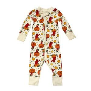 Hanna Andersson Sesame Street Elmo Halloween Pumpkin Sleeper 6-12 months